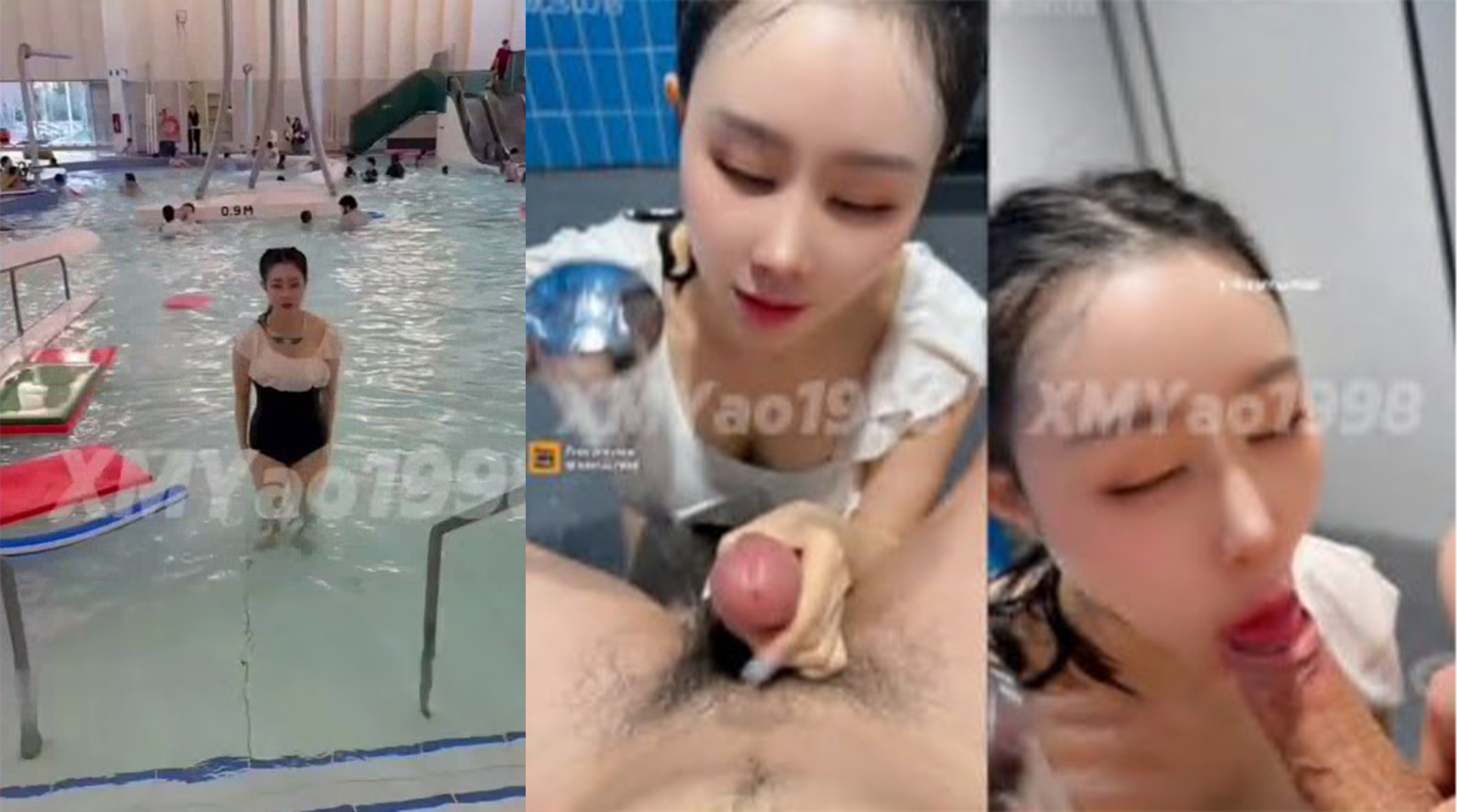 【汐夢瑤_XMYao1998】4月9日作品淫糜湯泉戶外游泳池更衣室做愛，口爆顏射